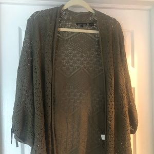 Jeanne Pierre olive green open front cardigan